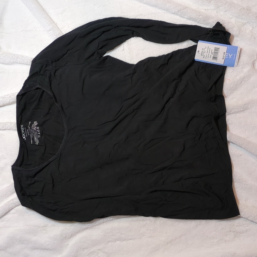 Jockey Thermals Scoop Neck Long Sleeve Shirt Black Women's Large